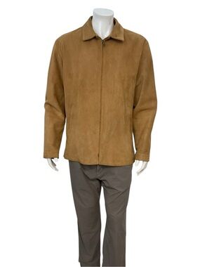 Ralph Lauren Men’s Beige Full Zip Suede Leather Jacket